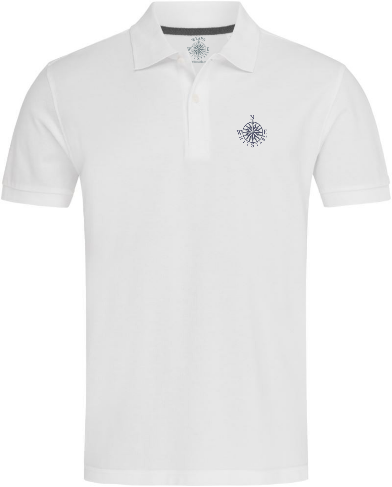 Polo Shirt – NSEW Compass – White – wearswhitstable
